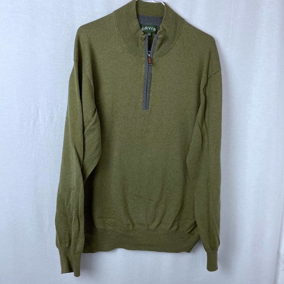 Orvis Other - Army Green ORVIS 1/4 Zip Sweater Pullover XL Cotton Silk Cashmere Blend Outdoors